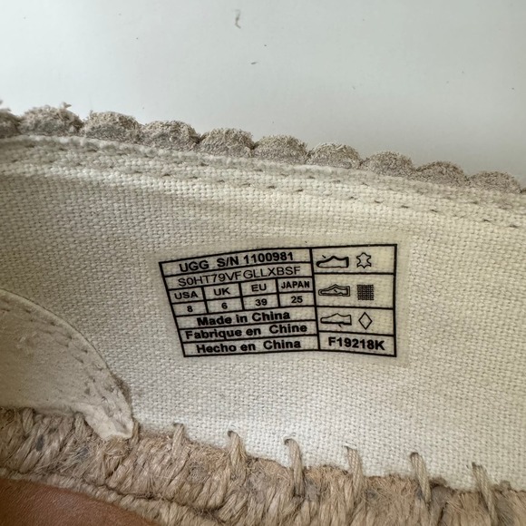 UGG Heidi Platform Espadrille Perforated Suede Leather Slip-On Flats | Size 8 - Picture 8 of 8